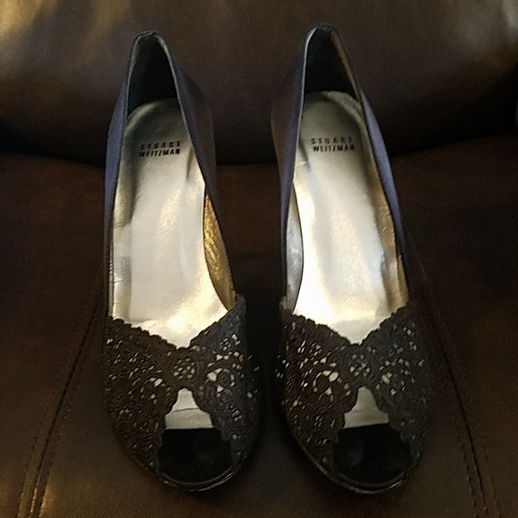 Stuart Weitzman Shoes - EUC  Stuart Weitzman chantilly lace/satin heels